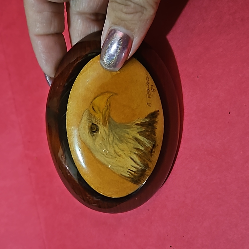Vintage Majestic Bald Eagle hand-made and painted signed Belt Buckle